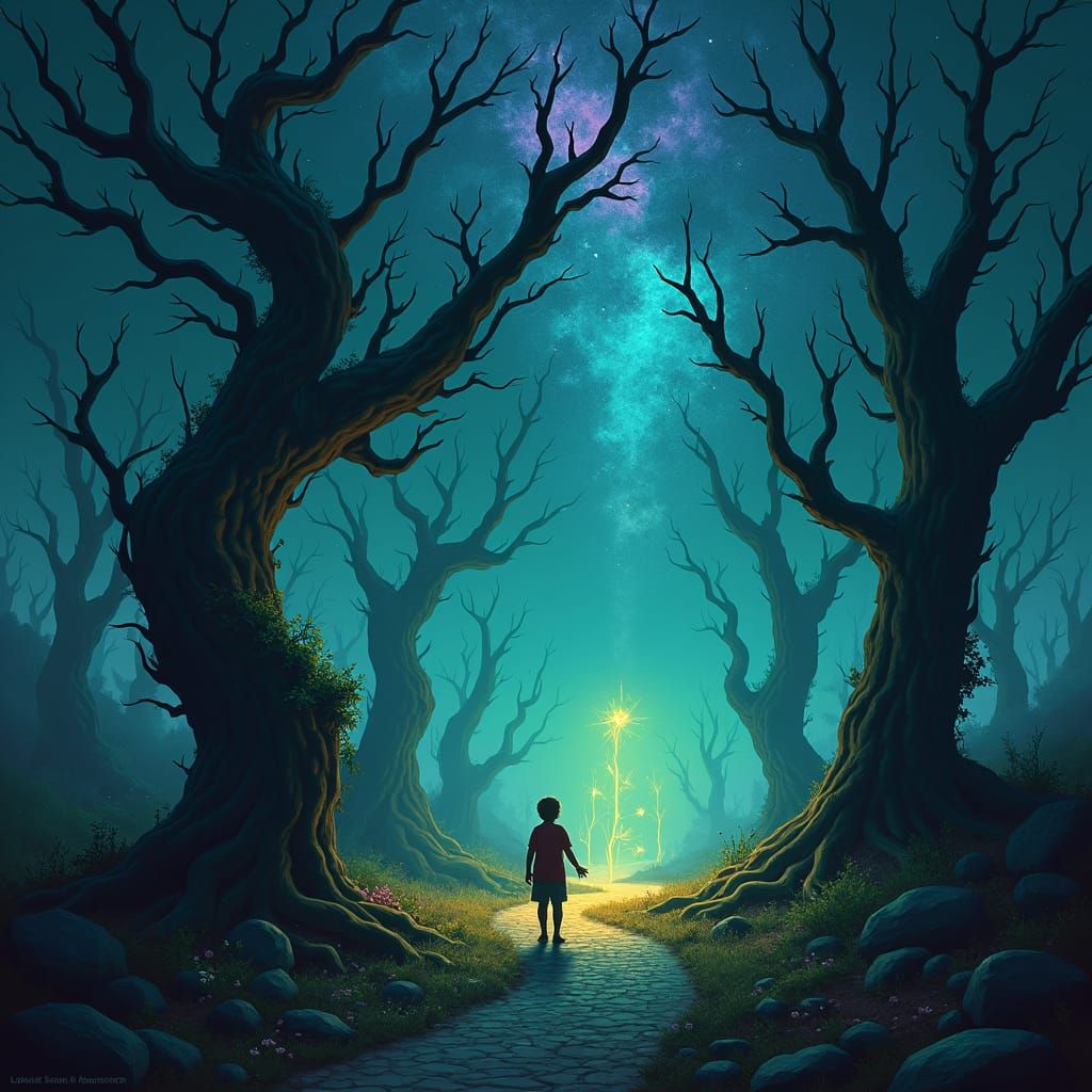 Lonely Boy in Mystical Realm: Matte Painting