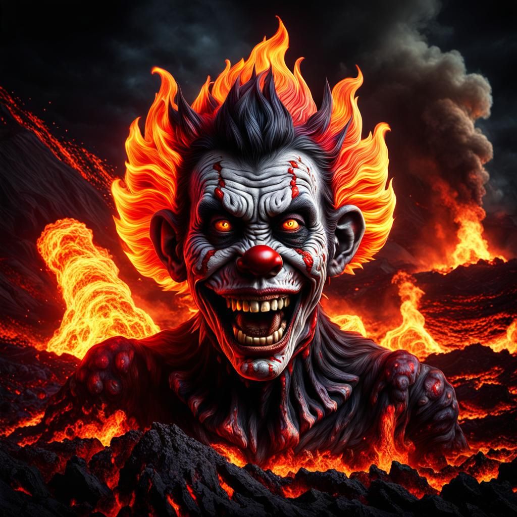 Zombie Clown in Flaming Lava