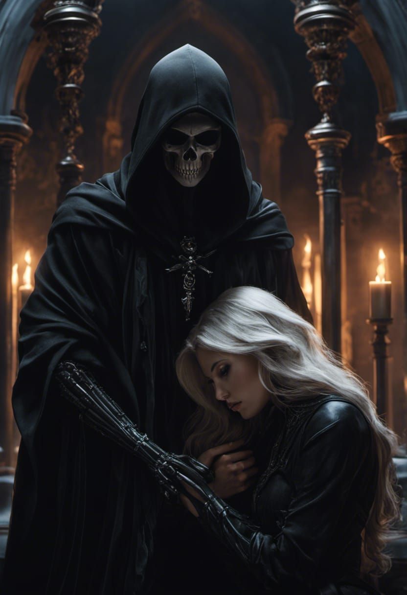Grim Reaper Comforts a Woman: Digital Matte Painting