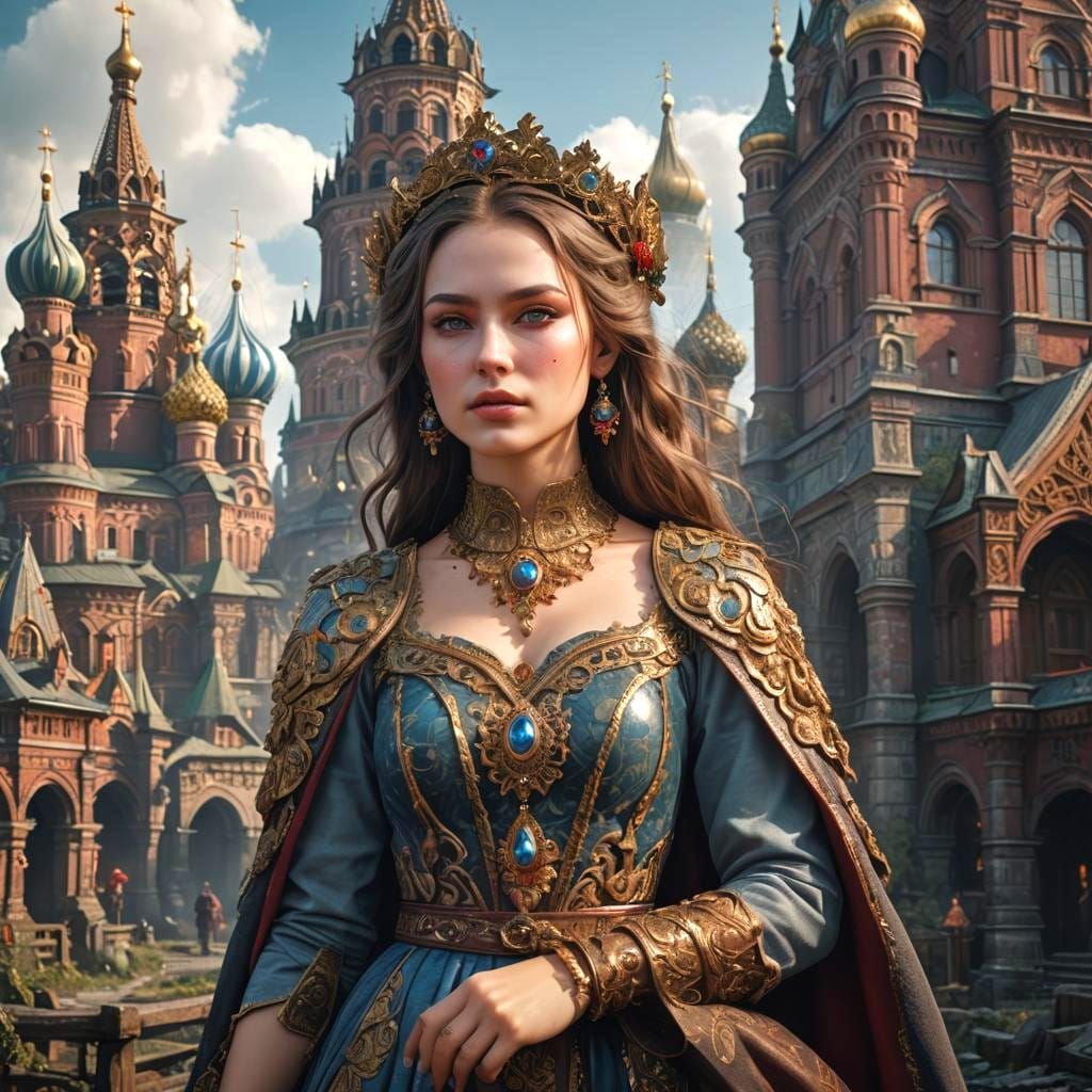 Fantastical Russian Beauty: Detailed Matte Painting