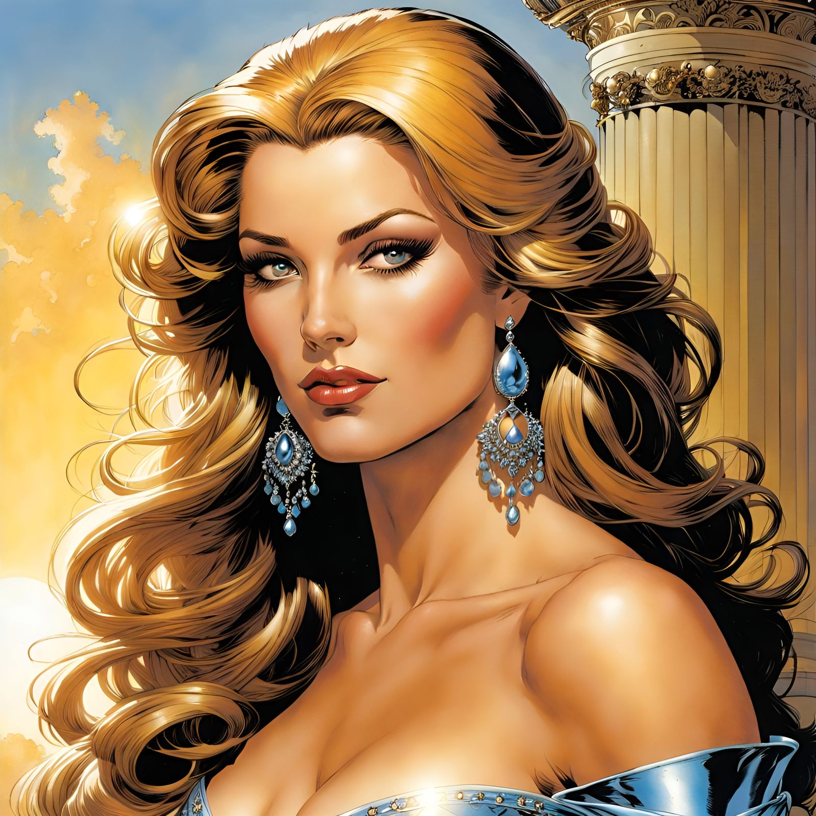 Gorgeous Princess Portrait in Comic Book Style
