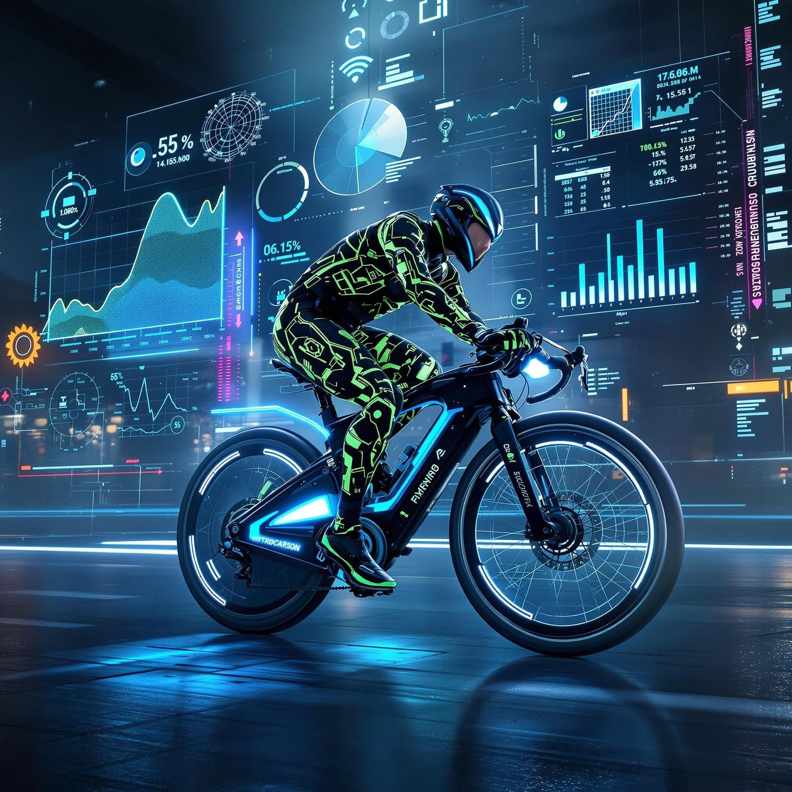 Sleek Cyberpunk Cyclist Navigates Hydro Carbon Cityscape in ...