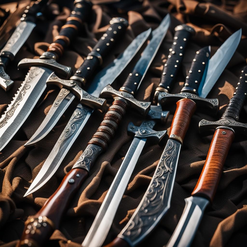 Pile of Swords, Knives, and Axes: Sharp Focus