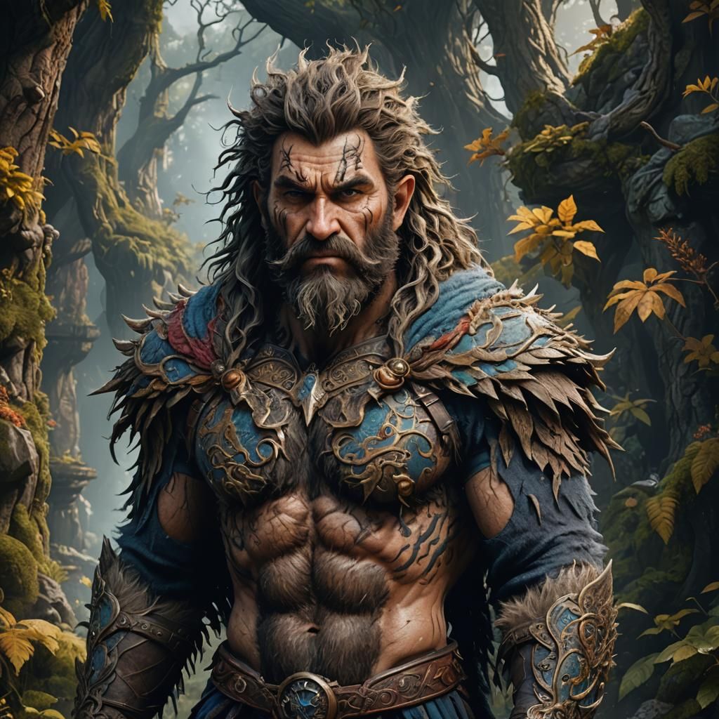 Fantastical Hairy Man in Detailed Matte Painting