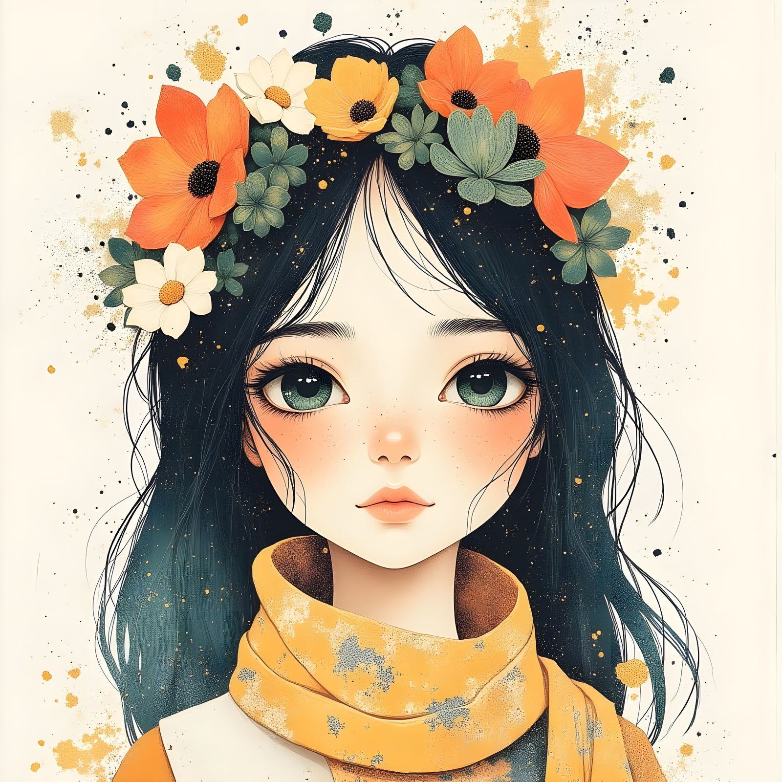 Woman with Floral Crown in Dusty Desert Hues