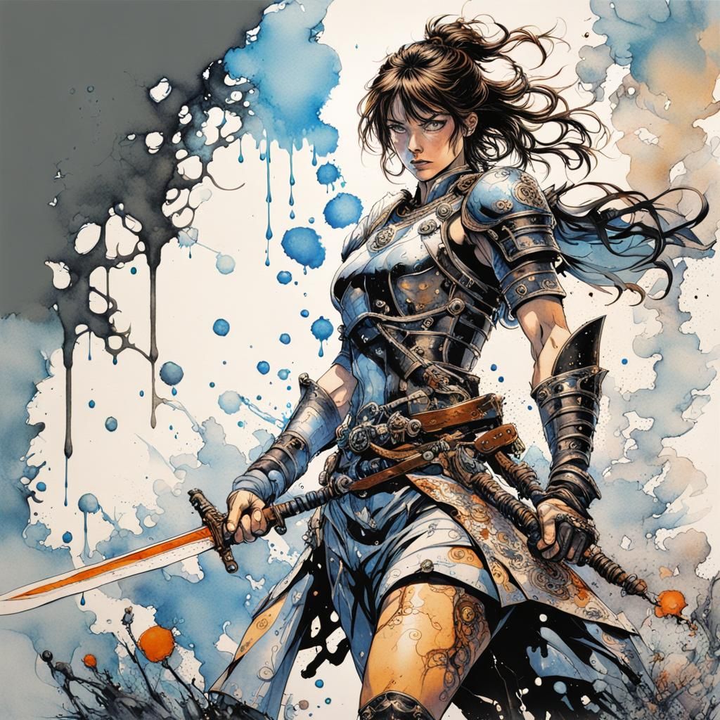 1985’ anime video game by Katsuya Terada, "female warrior wi...