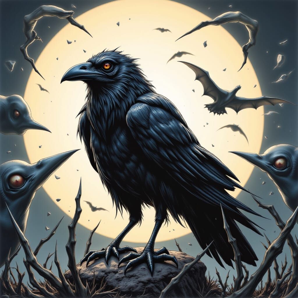 Hyperrealistic Crow Ghosts in Dramatic Concept Art