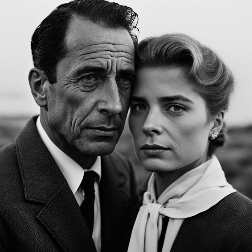 Classic Black and White Portrait of Young Humphrey Bogart an...