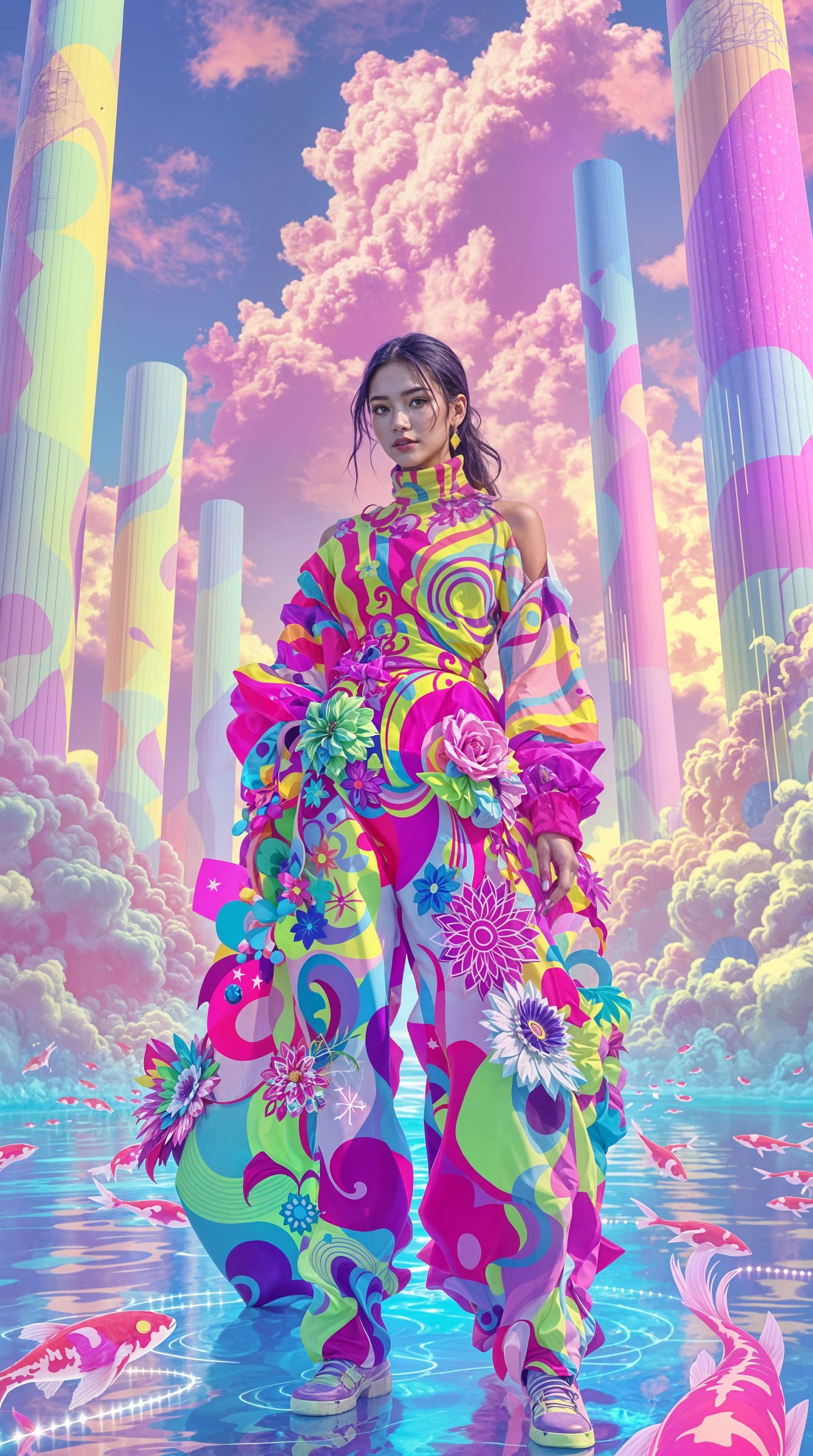 Glowing Goddess in a Cotton Candy Cosmos