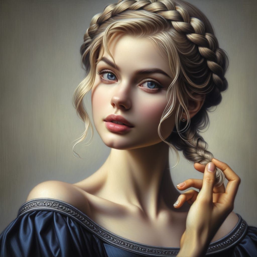 Norse Goddess with Braids in 19th-Century Style