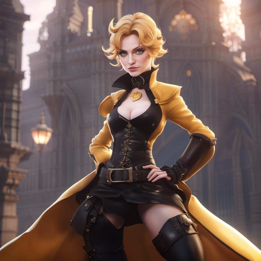 Glynda Goodwitch Coquettish Pose, Detailed Matte Painting