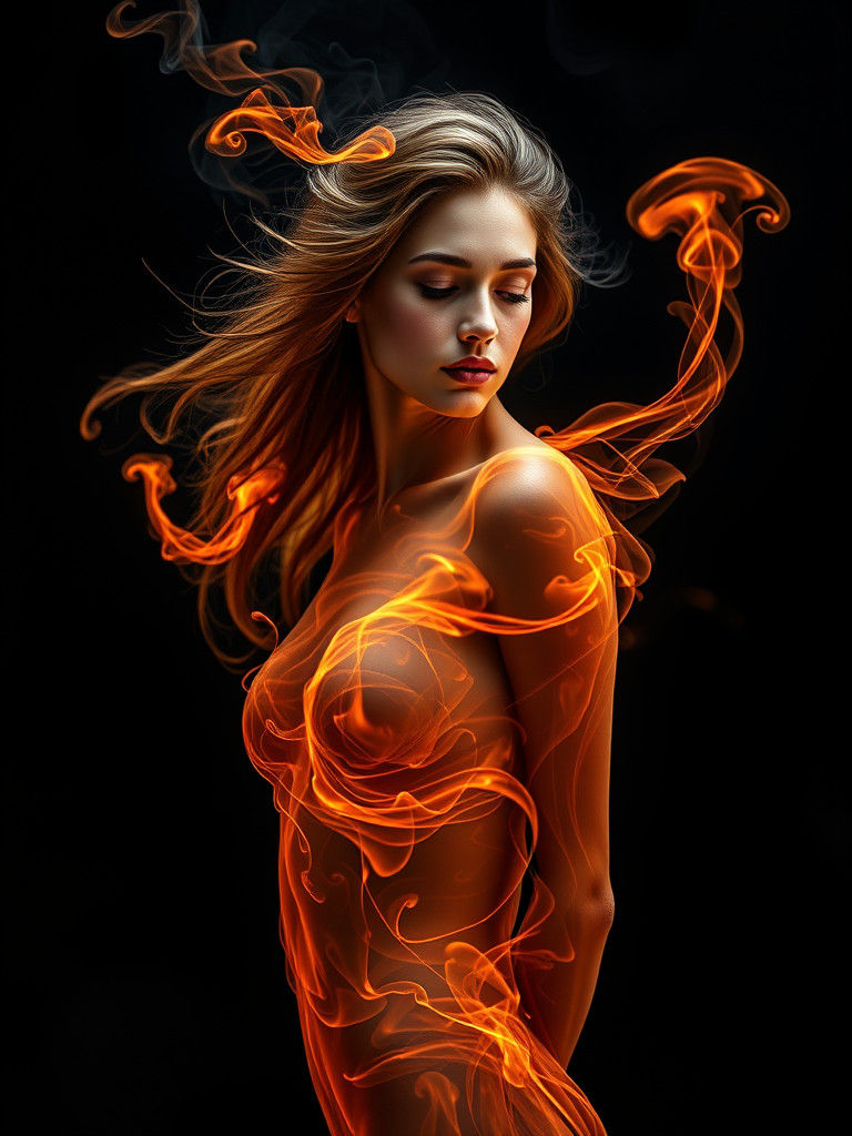 Fiery Woman Portrait in Photorealistic Style