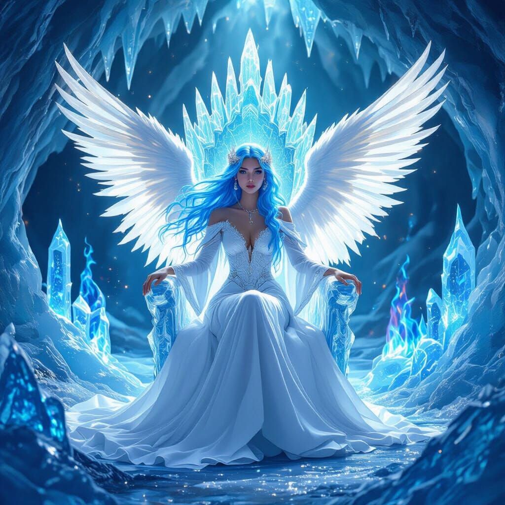 Angelic Ruler on Ice Throne with Blue Fire