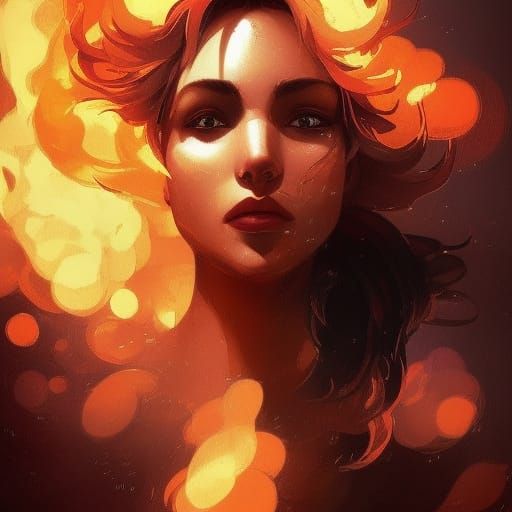 Dark Flames Portrait in Hyperdetailed Style