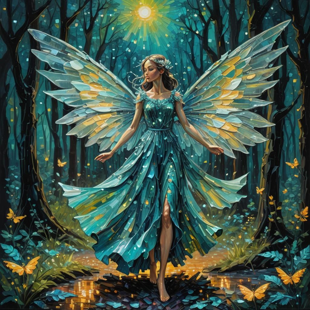 Crystal Fairy in Expressionist Oil Painting