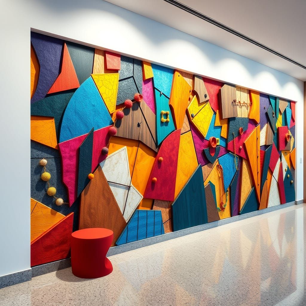 Cubist Frieze for Corporate Lobby in Art Deco Style