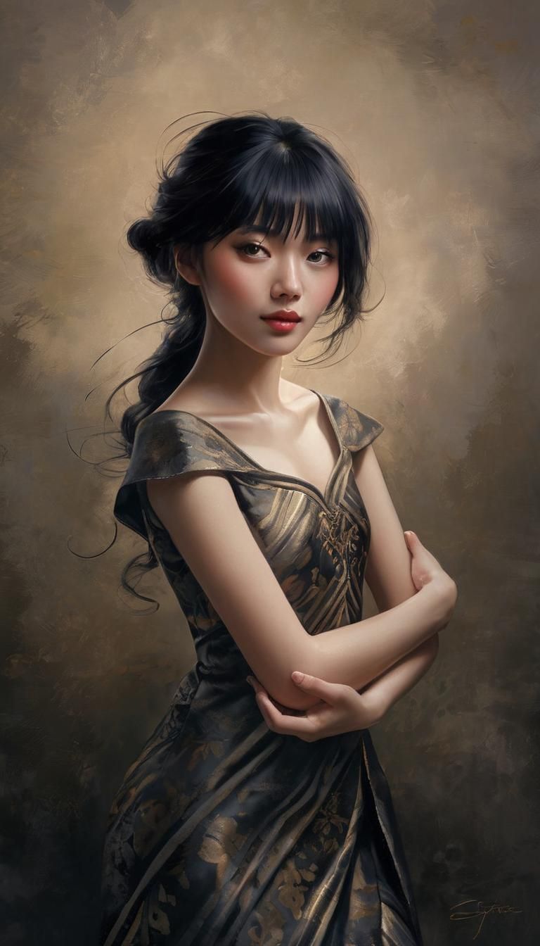 Enchanting Portrait of Woman in Batik Gown