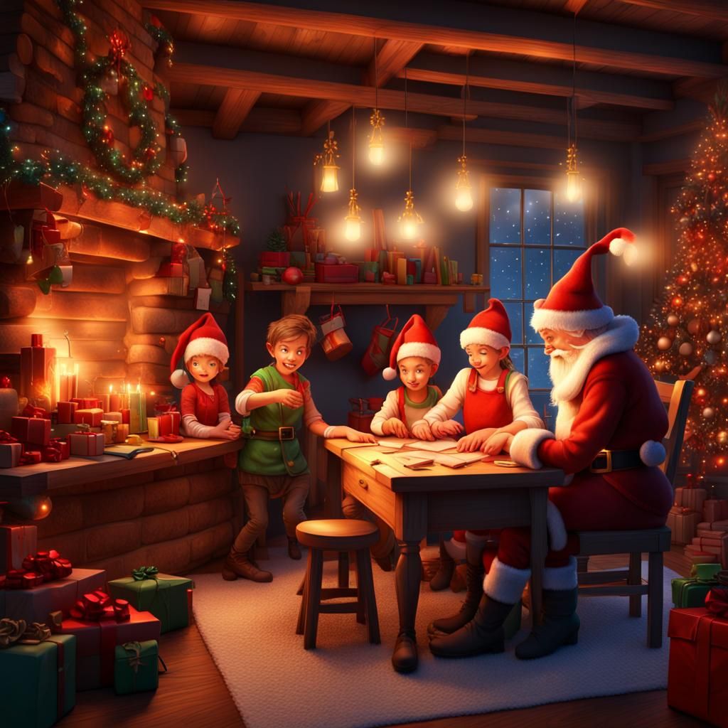 Santa with his kids