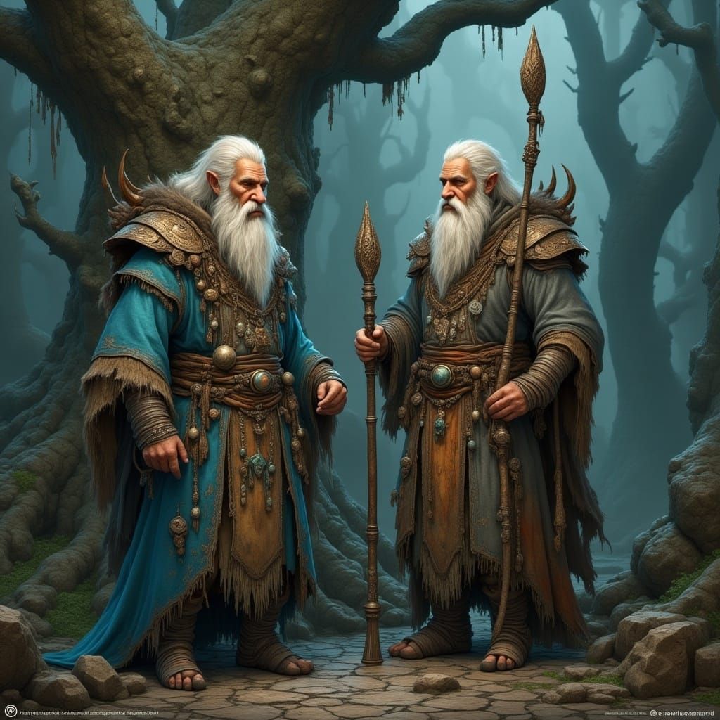 Wise Wizards in Mystical Forest: 3D Render
