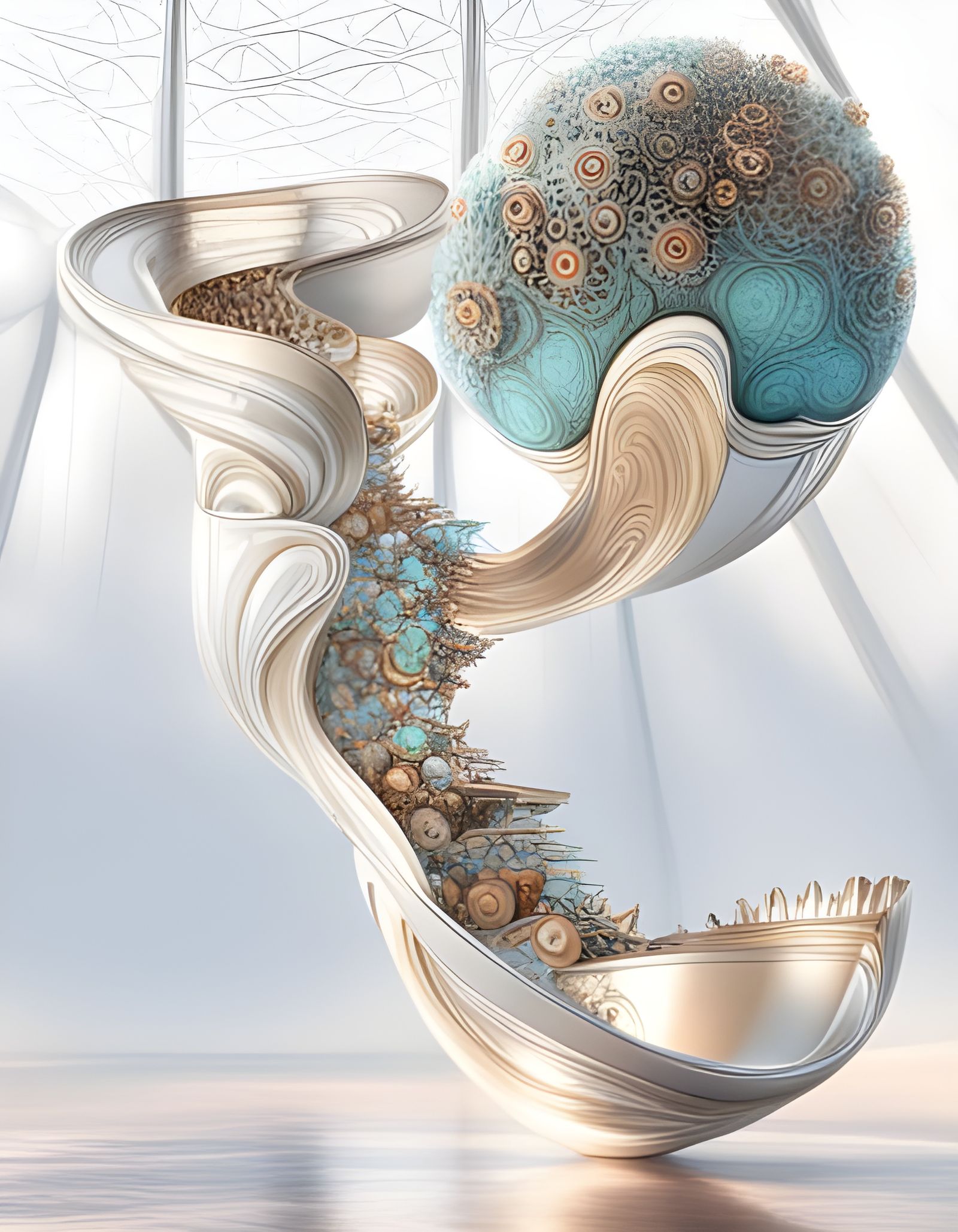 Iridescent Fractal 3D Sculpture in Liminal Style