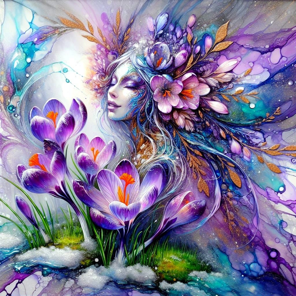 Ethereal Spring Faery Emerges from Winter's Frost