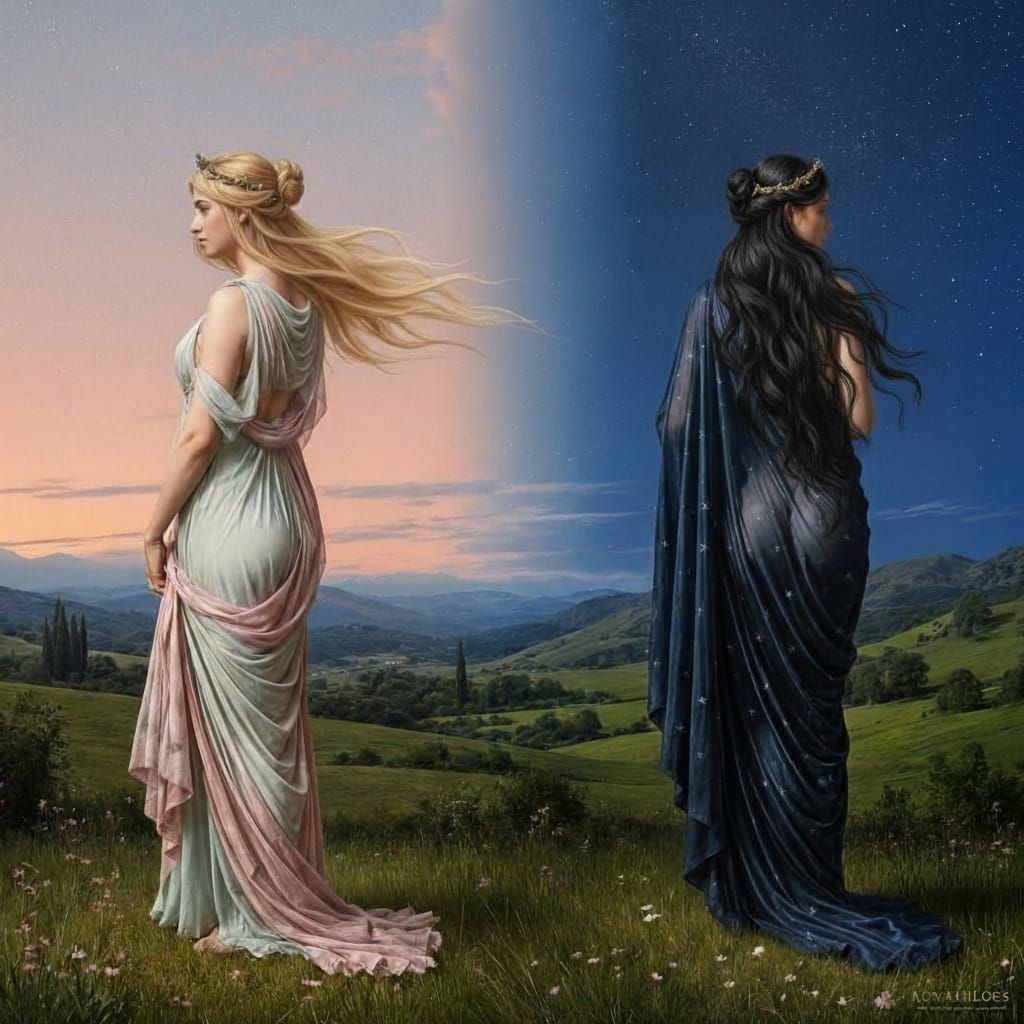 Two Greek Goddesses in Contrasting Styles