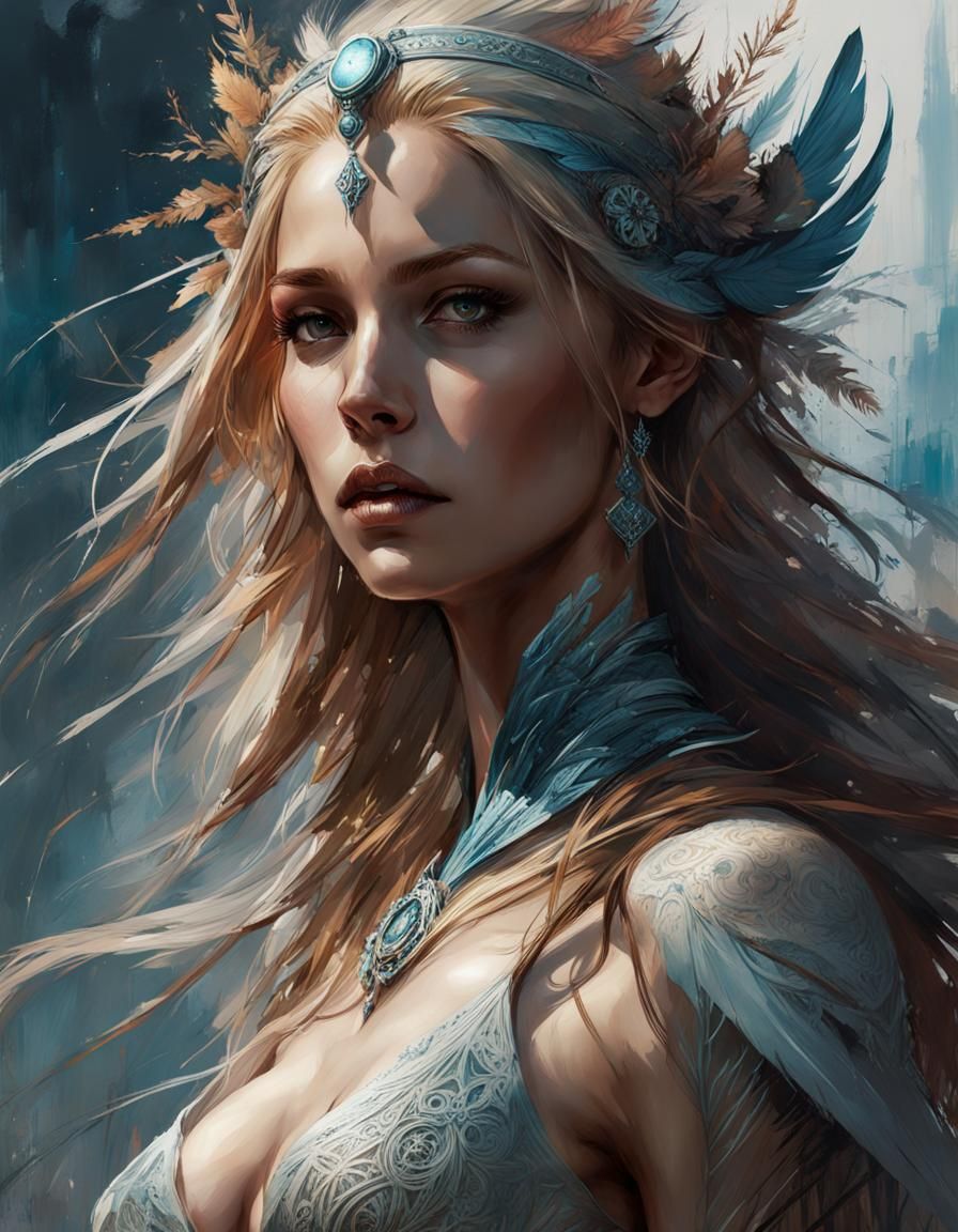 Beautiful Nordic Goddess Concept Art Illustration