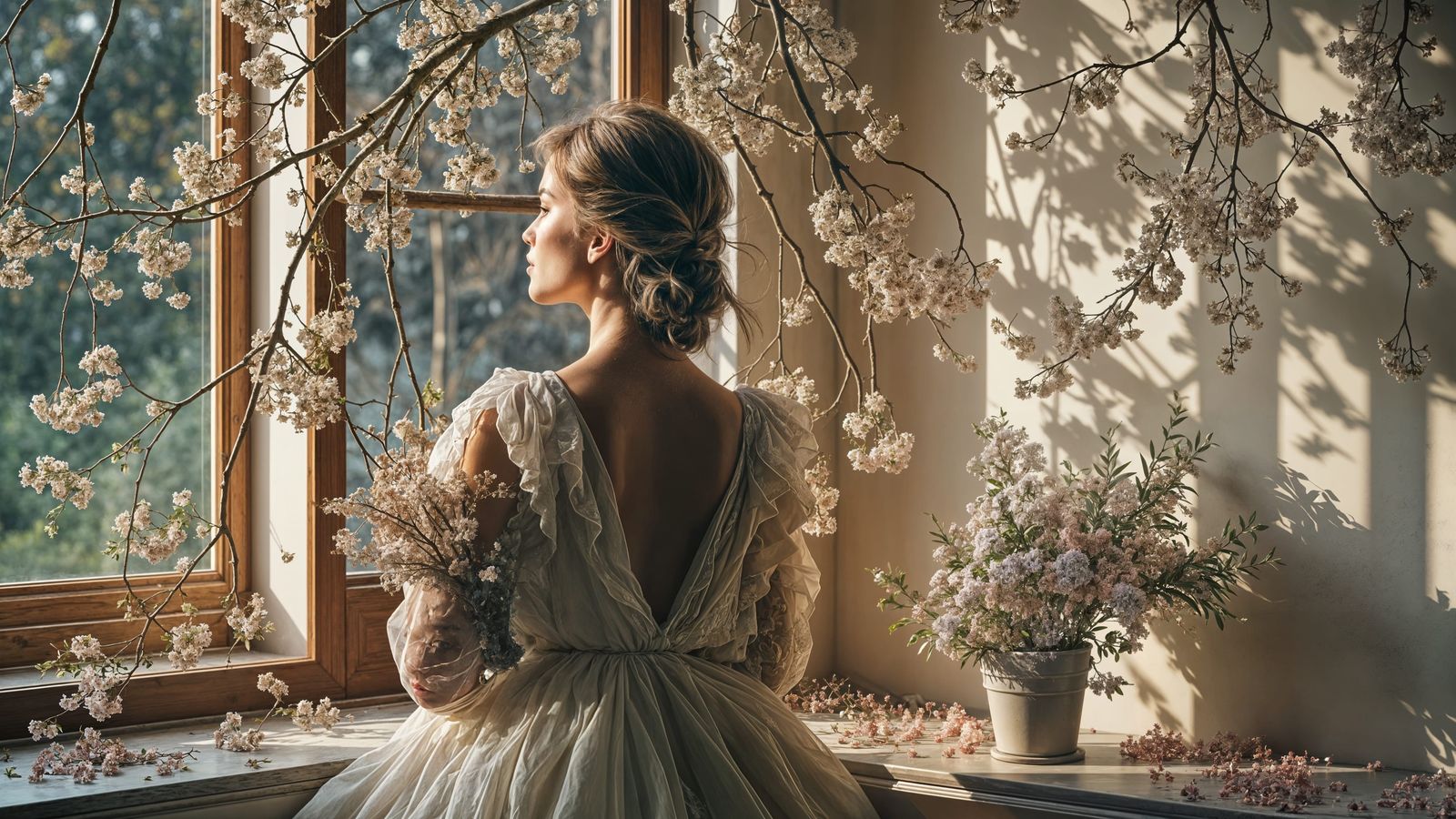 Hyperrealistic Portrait with Wildflowers in Hair
