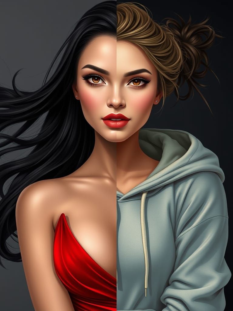 Split screen illustration