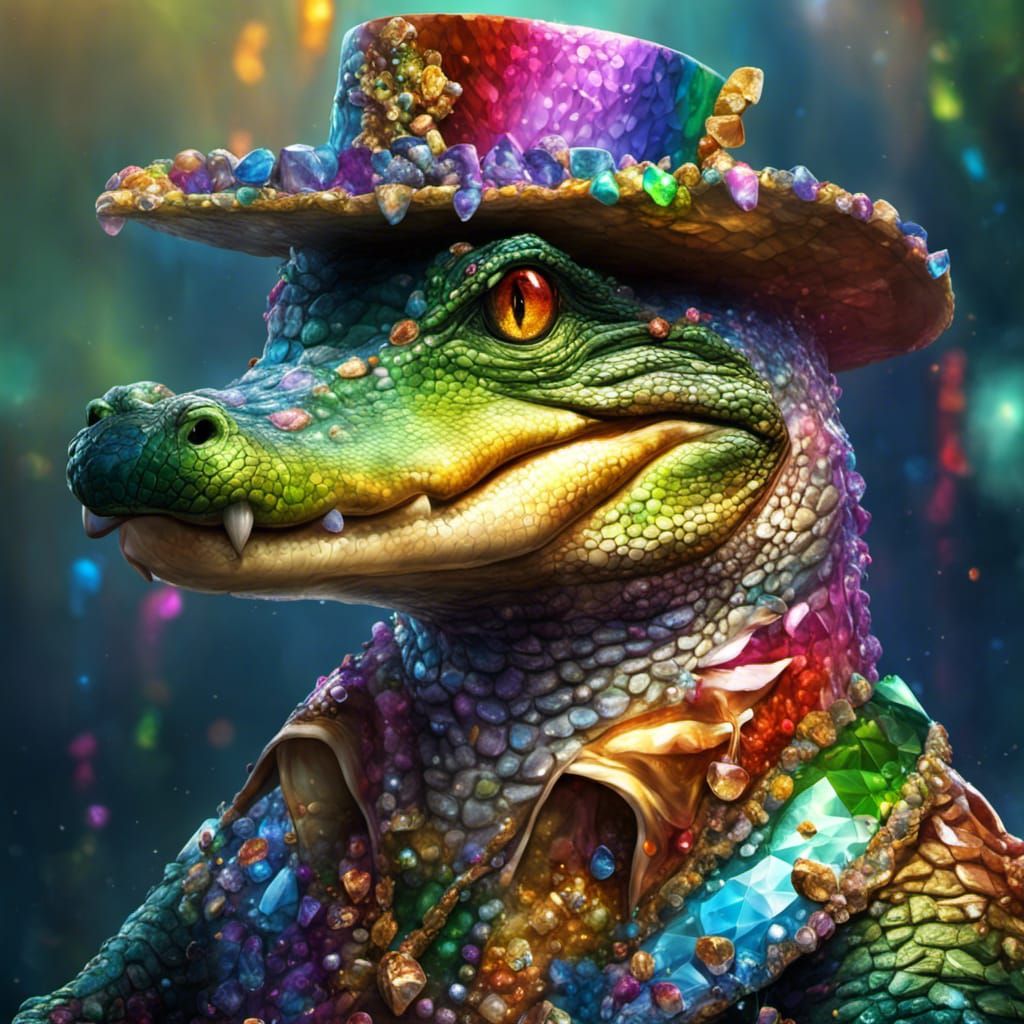 Alligator Royalty in Iridescent Neon