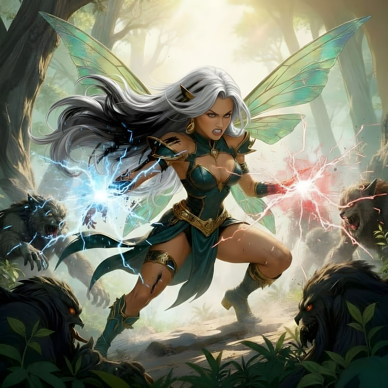 Warrior Fairy in Mystical Forest