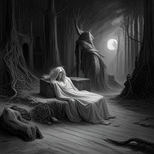 Dark Demon Witch Incarnation Ritual in Horror Style