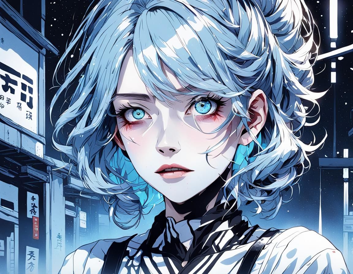 Sad Woman in Space: Ukiyo-e Anime Style