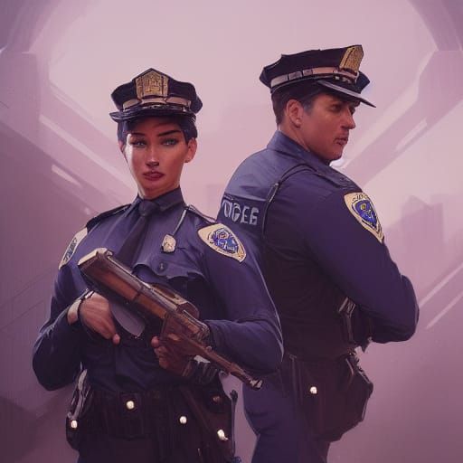 Detailed Portrait of Police Officers in Digital Art