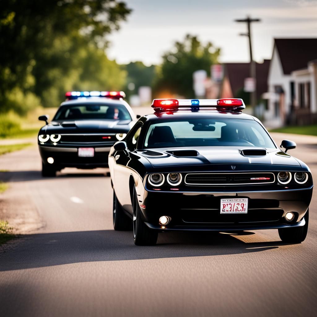 Police Chase of Dodge Challenger, Professional Photography