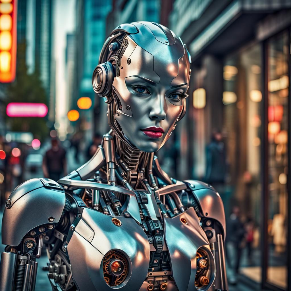 Hyperrealistic Robot Woman in Disguise, Detailed Art