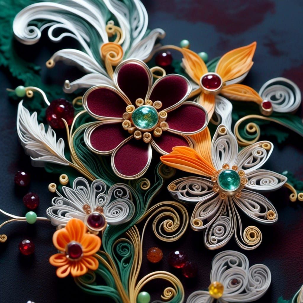 Jeweled Floral Pin in a Celestial Fantasy Style