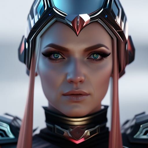 Stunning Woman with Pink Hair in Digital Art