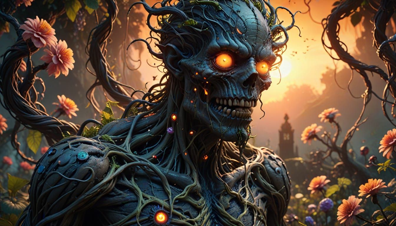 Monster's Surreal Garden in Ash Thorp Style