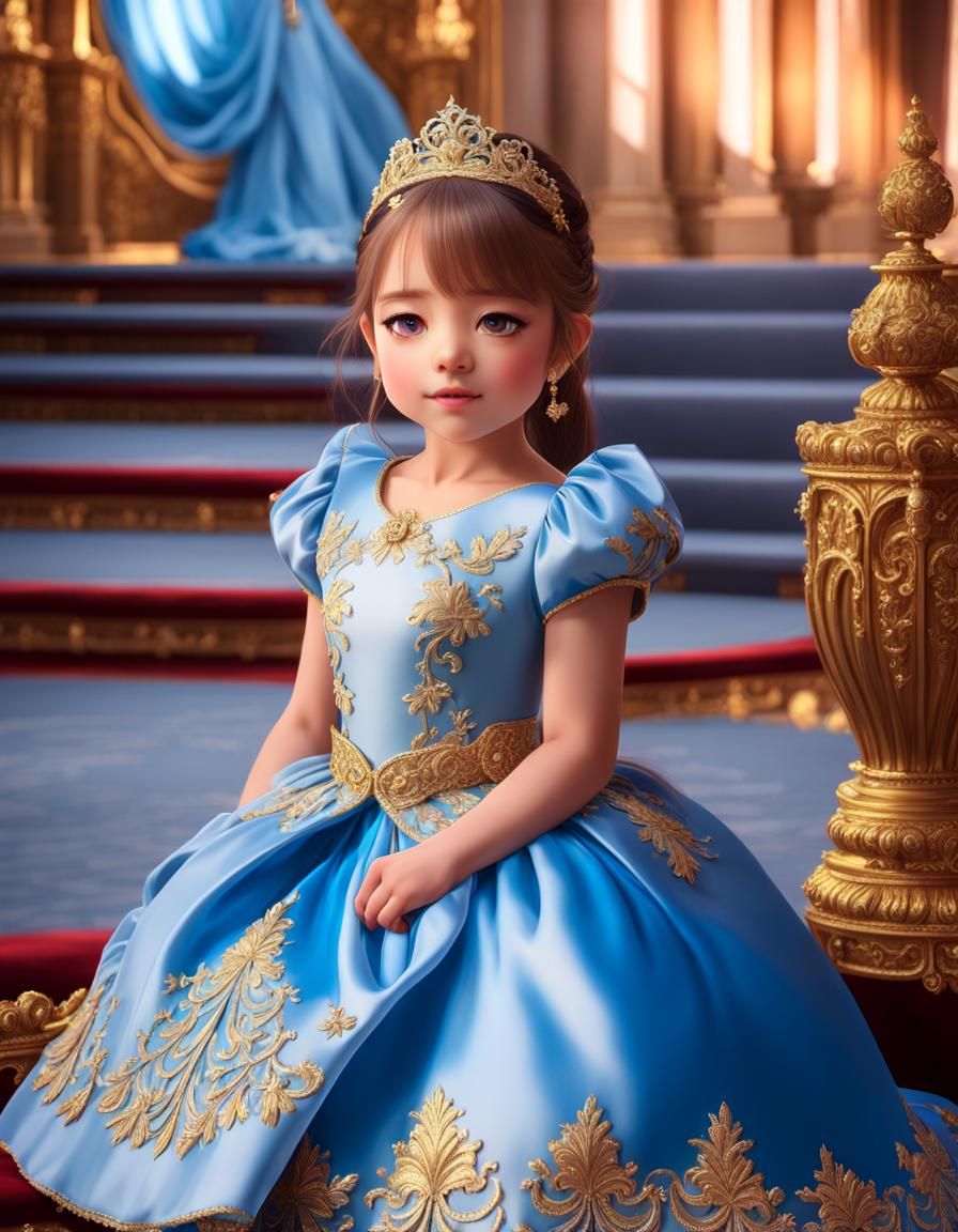 Anime Royal Girl in Palace: 3D Art