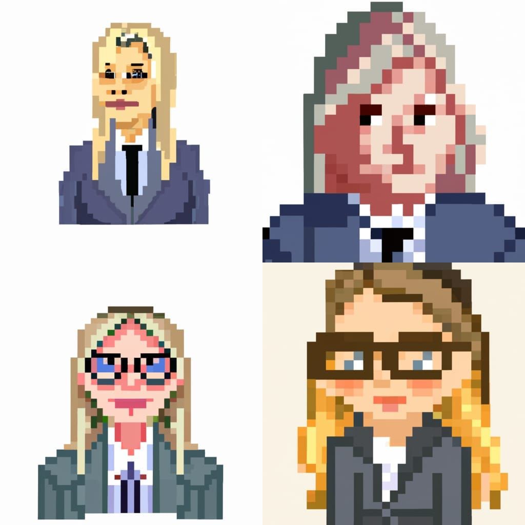 Nordic Female Psychologist Pixel Art Portrait