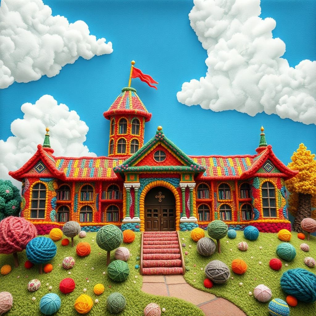 Yarn Geisel Library in Dreamlike Illustration Style