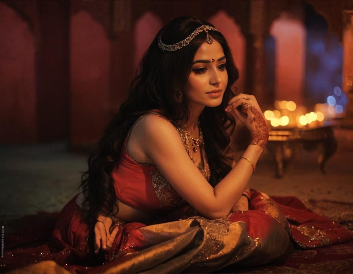 Arab Woman in Red Lehenga