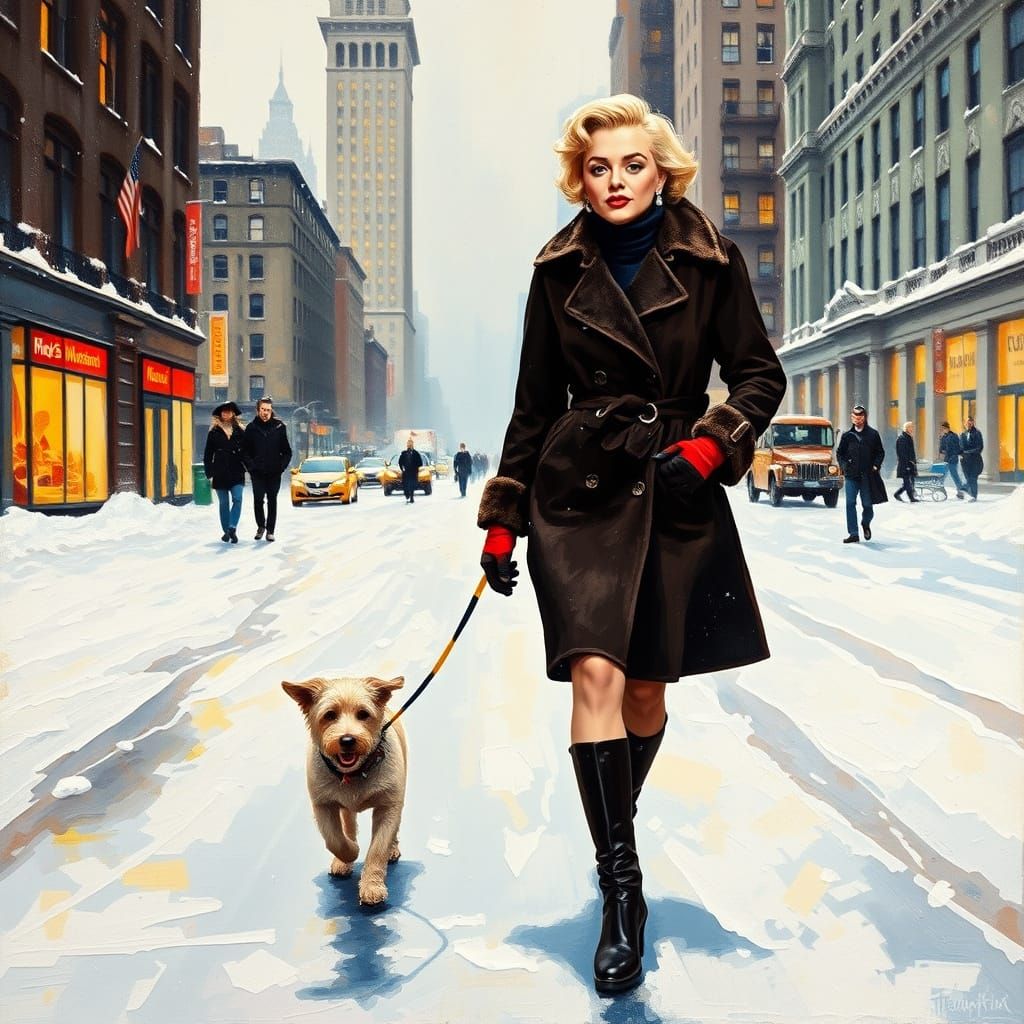 Marilyn Monroe in Winter Wonderland, Impressionist Style