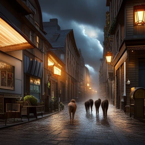 Fantasy Rain of Cats and Dogs, 3D Render