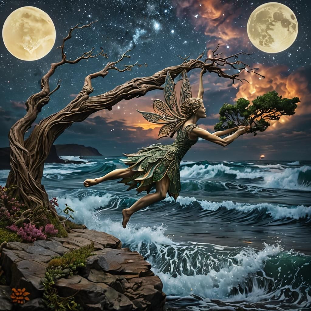 Prismatic Fairy in Ancient Irish Tribal Art Style