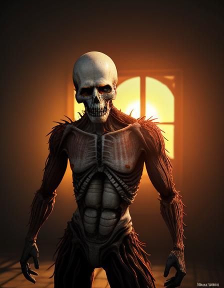 Blazing Sun Burns Within Ribcage: Horror Fantasy Art