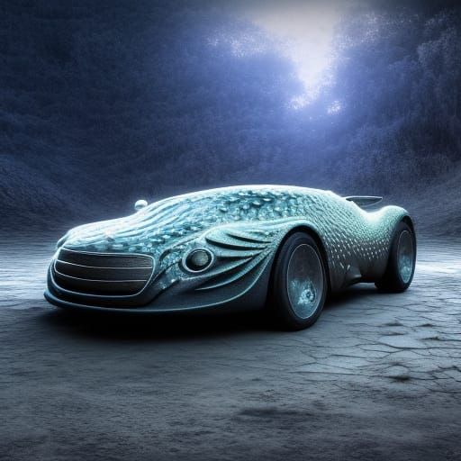 Futuristic Wild Cat Car Flying Through Space