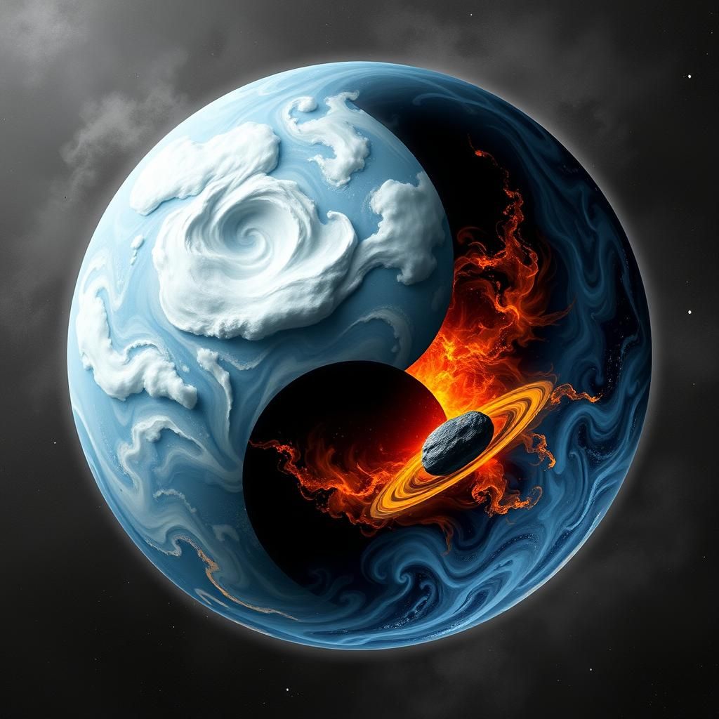 Planetary Yin-Yang in Futuristic Style