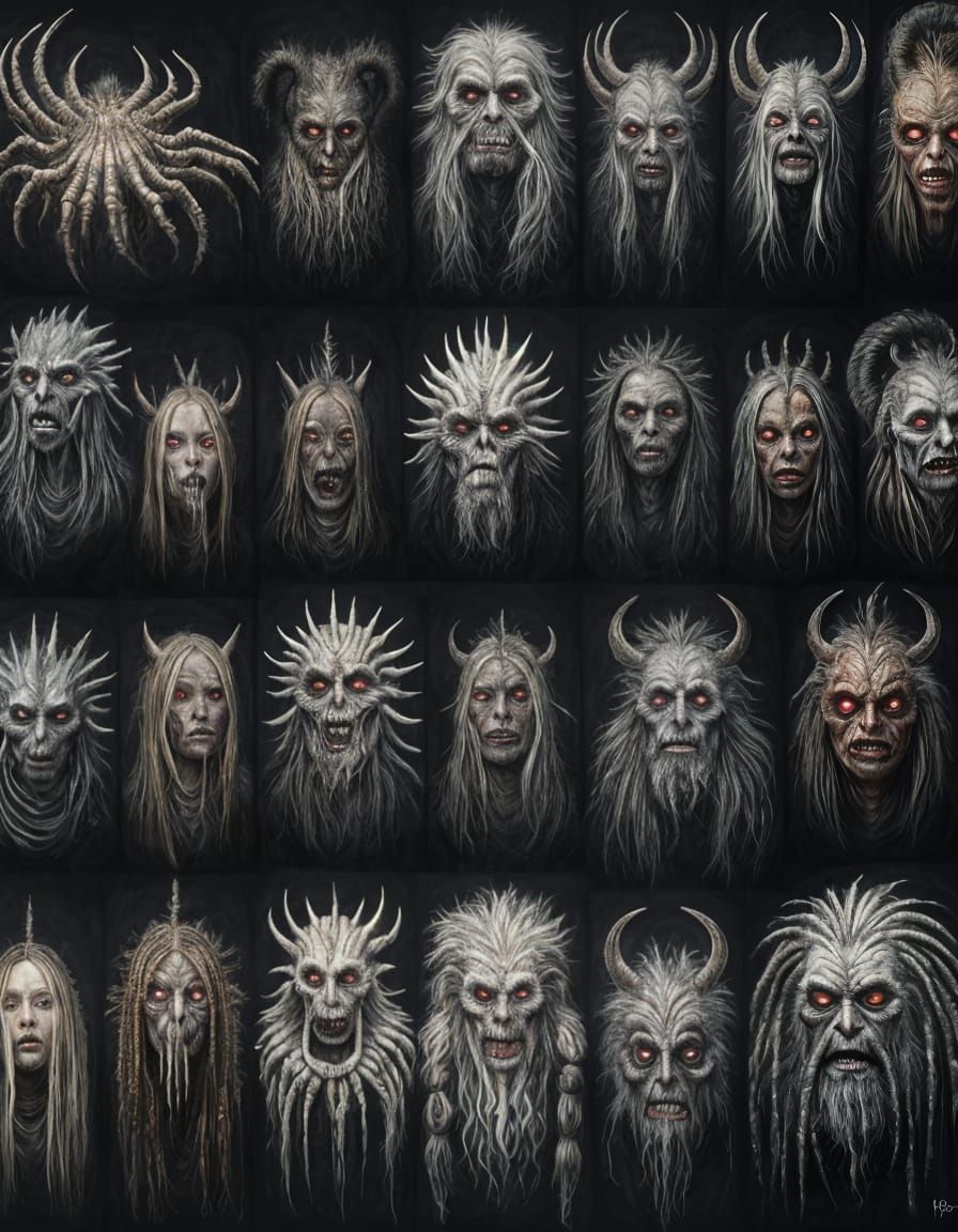 Realistic Oil Painting: Diverse and Creepy Monster Designs